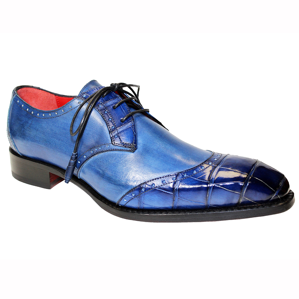 Fennix Italy "Jax" Blue Genuine Alligator / Calf-Skin Leather Shoes.
